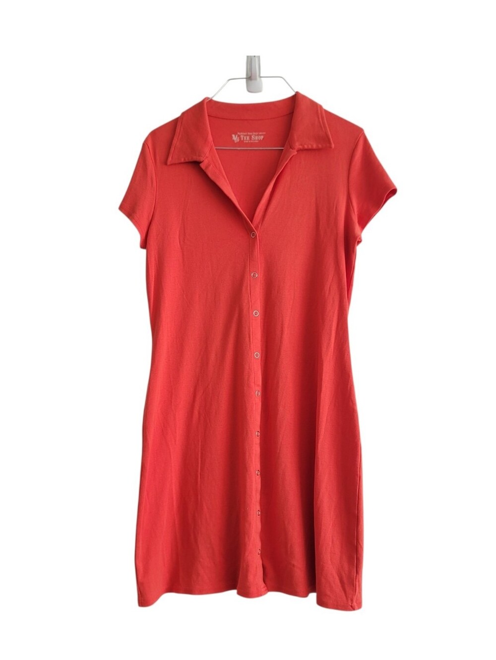 VS Tee Shop Orange Button Front Polo Short‎ Sleeve Shirt Dress Size Large Preppy
